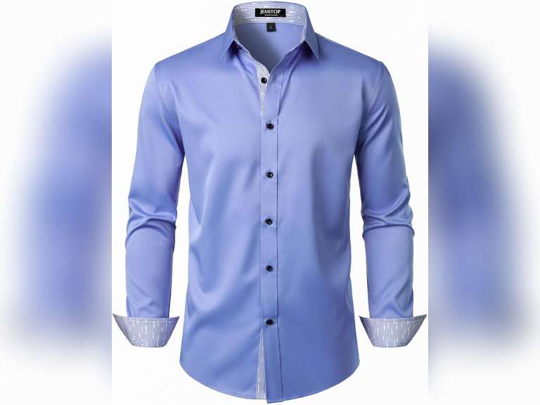 Men's Stretch Multi-Use Long Sleeve Dress Shirts Party Prom Wedding Shirts with Slight Sheen, size XXXL 16