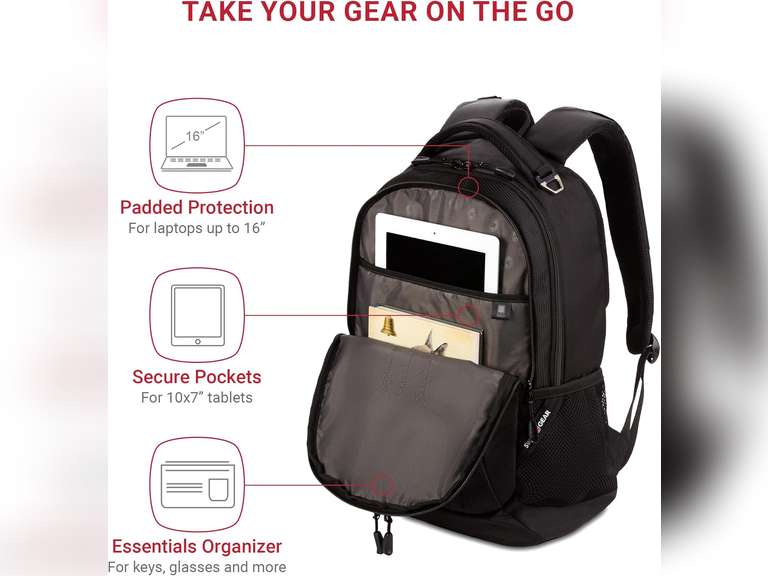 SwissGear Cecil 5505 Laptop Backpack, Black, 18-Inch 70