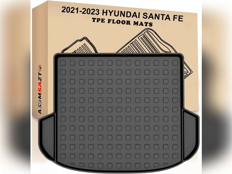 AOMSAZTO Cargo Liner Fit for 2021-2023 Hyundai Santa Fe : All Weather TPE Rubber Rear Trunk Mat Protector Anti-Slip Waterproof Rubber Rear Cargo Car Liner - Car Mat for 2022 Santa Fe Accessories 36