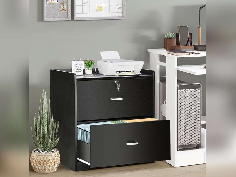 YORKING Wood Lateral File Cabinet with Lock, Storage Filing Cabinet with Full Extension Lockable Drawer Fits A4/Letter/Legal Size File Cabinets for Home Office Organizer, 2 Drawers 81