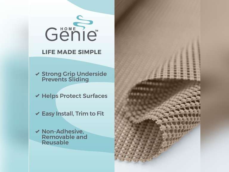HOME GENIE Shelf Drawer and Cabinet Liner, Durable with Strong Grip, 24in x 20 FT, Non Adhesive Liners Protect Kitchen Cabinets and Cupboard, Pantry, Bathroom Drawers and Shelves, Desks, Light Taupe 36