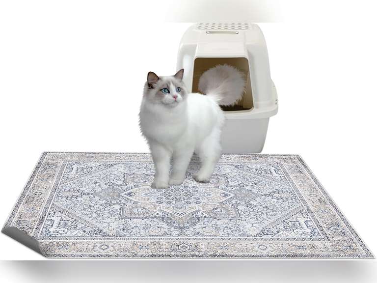 Blue Kitty Washable Litter Trapping Mat - 2 Pack, Large Reusable, 36x48 Inches, Paw-friendly, Waterproof, Non-slip, Compatible With Cat Box 29