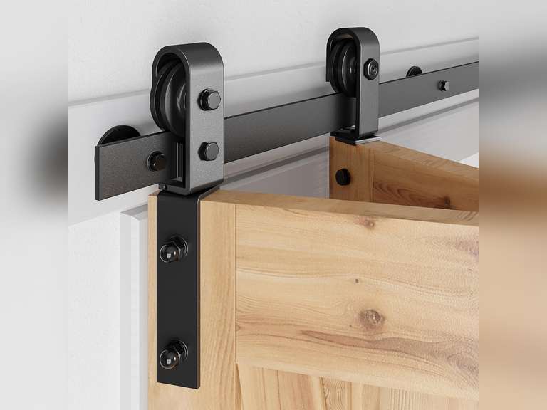SMARTSTANDARD 3.3ft/40 Bi-Folding Sliding Barn Door Hardware Kit, Bifold Heavy Duty Sturdy Side Mounted -Smoothly and Quietly-Easy to Install, Fit 36' Doors 30