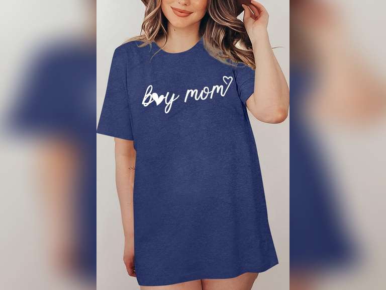 MNLYBABY Boy Mom Shirts for Women Oversized Mama T-Shirt Mom Life Gift for Mama Letter Print Causal Crew Neck Tops size L 10