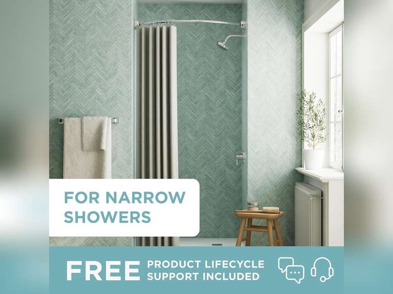 Zenna Home Rustproof Stall Size Curved Shower Curtain Rod for Small or Narrow Tubs and Showers, No Drill Tension or Permanent Mount Shower Rod, Easy Install, Adjustable 32 to 40 Inches, Brushed Nickel 45