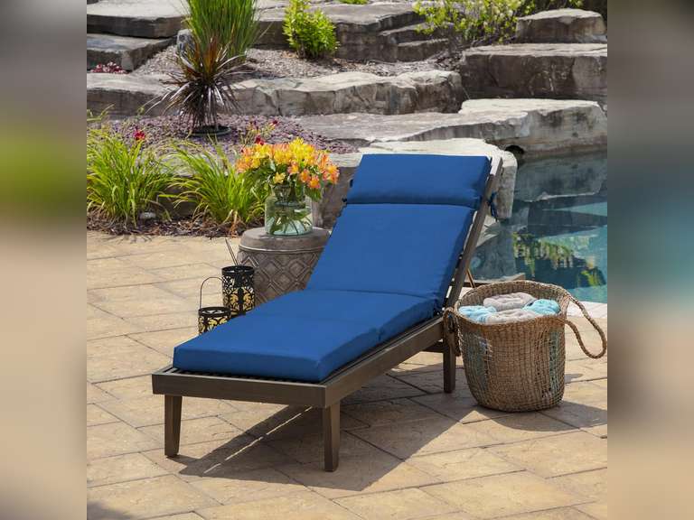 Arden Selections Outdoor Chaise Lounge Cushion 72 x 21, Cobalt Blue Texture 186
