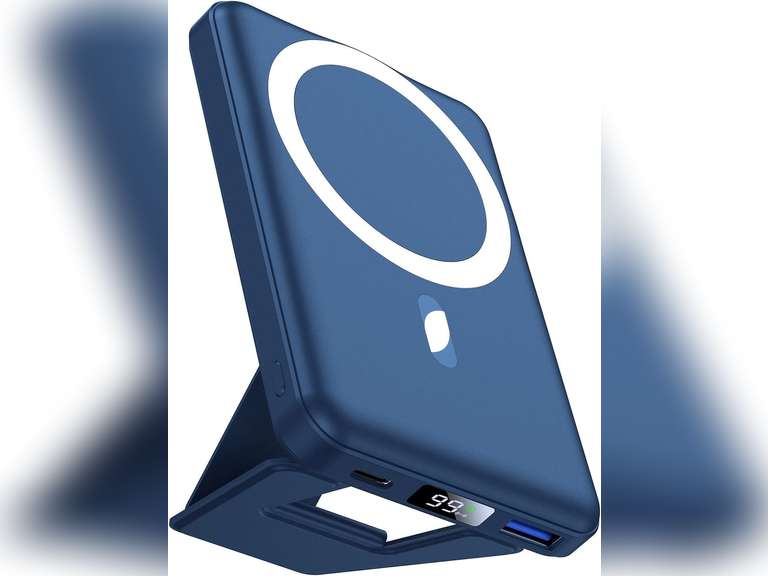 AOGUERBE Magnetic Power Bank, 10000mAh Foldable Wireless Portable Charger with USB-C Cable LED Display, for Mag-Safe Battery Pack 22.5W PD Fast Charging for iPhone 16/15/14/13/12 Pro/Pro Max/Plus/Mini 27