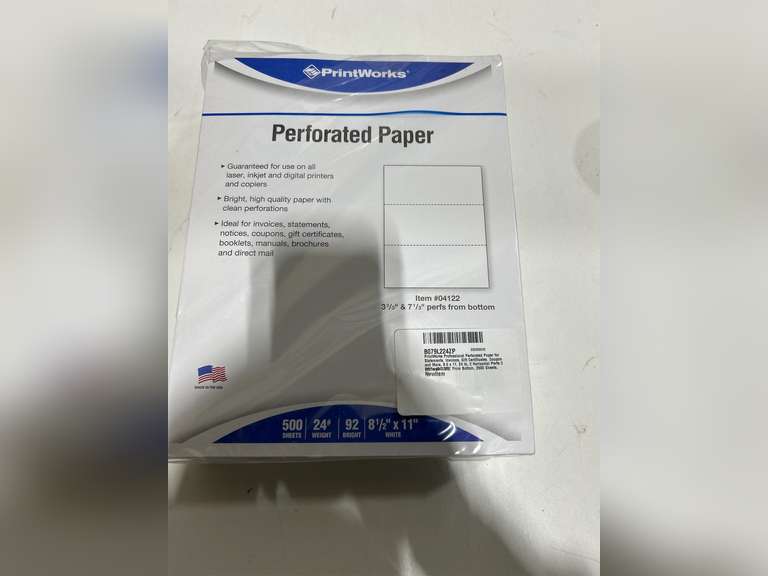 PrintWorks Professional 3 Part Perforated Paper 8.5 x 11 - Perfect for W-2, 1099, & Statement Use - Made in The USA - 500 Sheets - 20 lb - A4 Paper - Printer Compatible - White (04120) 14