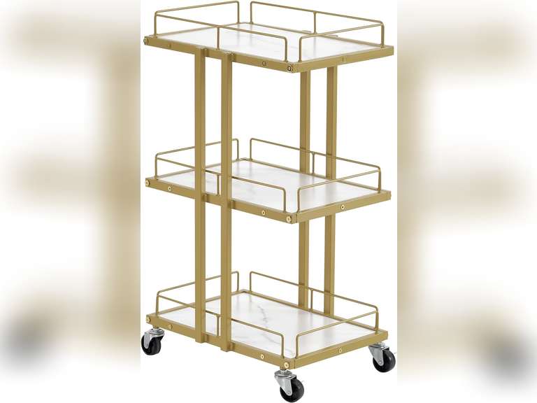 BarberPub Salon Trolley Multi-Functional Salon Cart with 3 Layers Shelves Rolling Cart Manicure Beauty Equipment 2061 (White) Size 32*20*5 inch 90