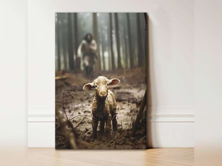 Palette Dreams Wrapped Canvas Christian Wall Art Jesus Artwork Painting Print for Wall Decor Christian Lamb of God Room Decor for Living Room or Prayer Room 24" x 36" 73