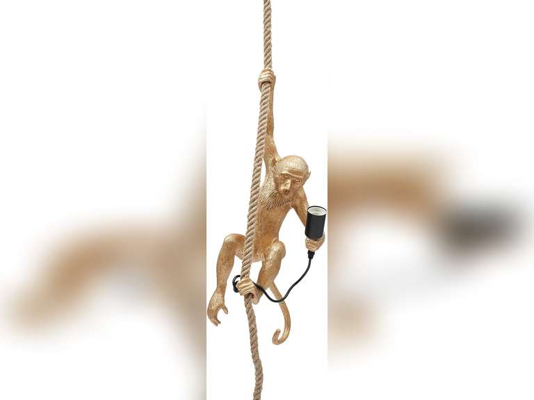 Monkey Pendant Light Vintage Resin Monkey Chandelier Hemp Rope Industrial Hanging Light Fixture (Gold) 67