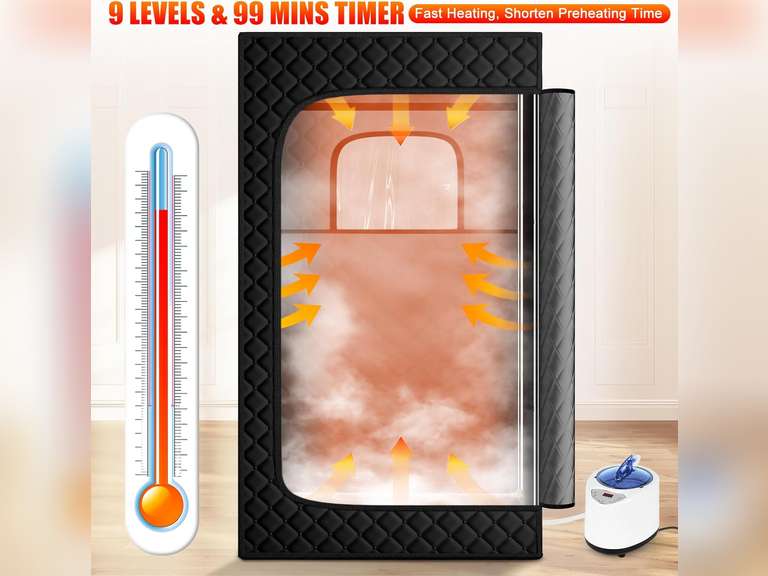 Sauna Box, Portable Steam Sauna, Portable Sauna for Home, Sauna Tent with Steamer, 9 Levels, 2.6 x 2.6 x 5.9 160