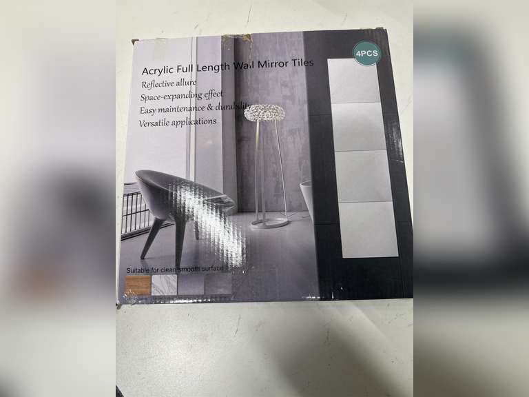 Full Length Mirror Tiles, Frameless Glass Wall Mirror 12 Inch x 4 Pieces, Body Mirror, Long Mirror, Gym Mirrors for Home Gym, for Door, Closet, Room, Easy to Install 16