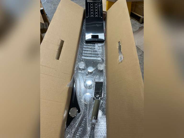 LED Shower Panel Tower System Digital Display Shower Column Stainless Steel Shower Panel System, Shower System with Shower Head, Handheld Shower Body JetsTub Spout,Gold (Black) 579