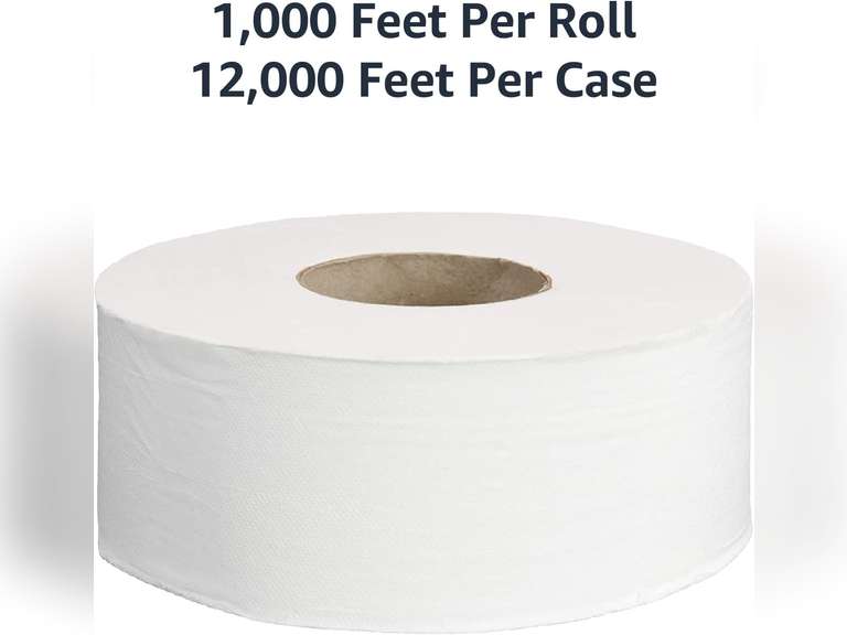 AmazonCommercial 2-Ply White 9' Jumbo Roll Toilet Paper/Bath Tissue (416972)|Bulk for Business |Septic Safe |Compatible with Universal Dispensers|FSC Certified |1000 feet per Roll (12 Rolls)() 39