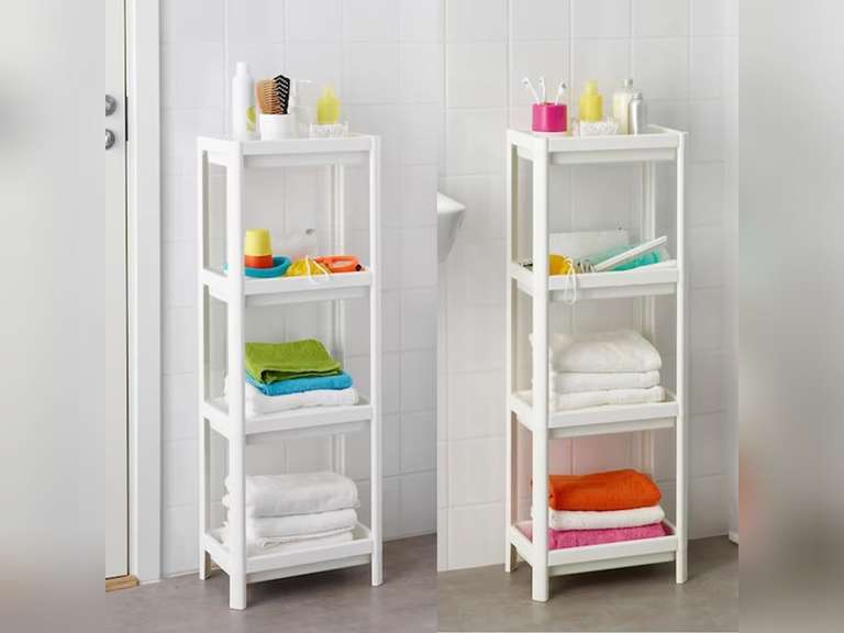 (Similar model, color pink, unknown size )HIEEY 4 Tier Bathroom Shelf,Bathroom Rack, Shelves Organizer, for Bathroom Laundry Pantry Kitchen Narrow Places 30