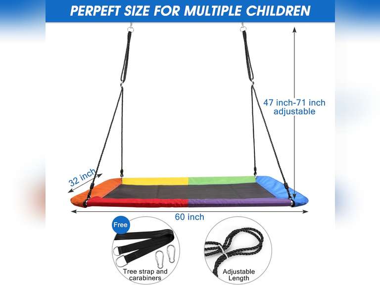 (Similar model)Odoland Giant 60" Platform Tree Swing for Kids and Adults - 700 Lbs Large Swingset with Steel Frame, Hanging Straps and Swivel - Big Backyard Outdoor Swings Set for Yard 70