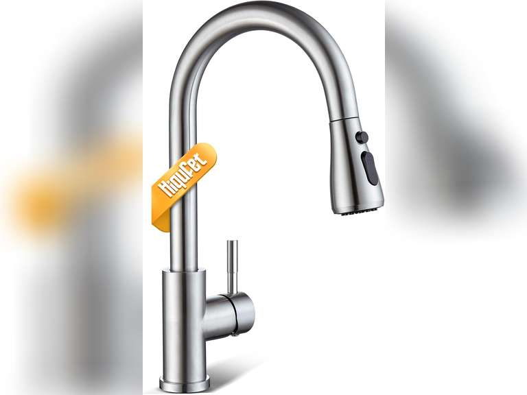 Kitchen Faucet with Pull Down Sprayer, Brushed Nickel High Arc Single Handle Kitchen Sink Faucet, Stainless Steel Modern RV Faucets, llaves para fregaderos de cocina 40