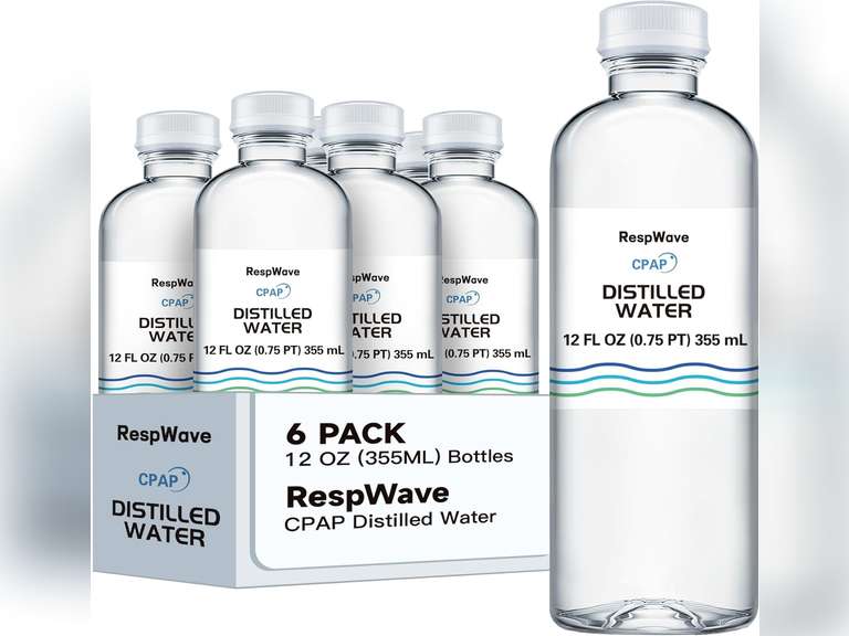 12 oz 5-Pack Distilled Water for CPAP Machines | Made in USA | Use with ResMed and Respironics Machines | Travel-Friendly, Clean, Multi-Use 20