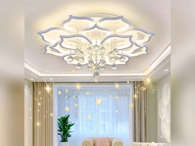 Modern Ceiling Light,Crystal Flush Mount LED Chandelier Ceiling Flower Lamp with Remote Control for Living Room,Bedroom,Hall,Dining Room,Etc.31.5 /72w/16 Heads 242