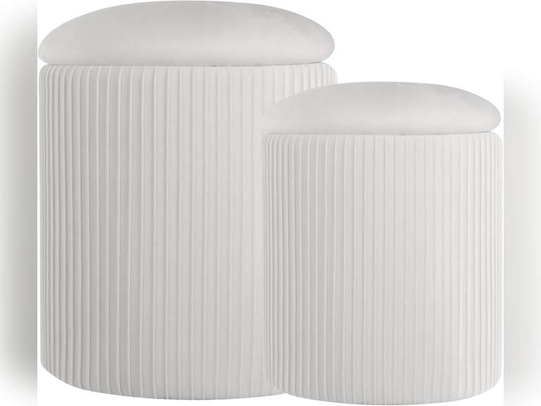 Set of 2 Round Storage Ottoman, Multifunctional Storage Ottoman with Lid and Soft Corduroy Padding, Footrest for Living Room and Bedroom, Vanity Stool for Makeup 80