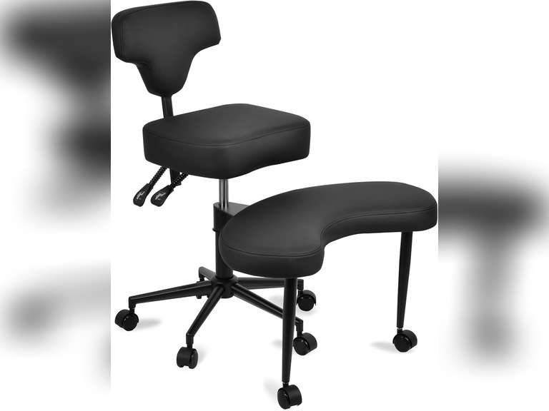 Legged Chair with Wheels, Meditation Chair, ADHD Desk Chairs for Adults, Adjustable Height Yoga -Seat, Wide Criss Seat with Lumbar Support (Black) 196