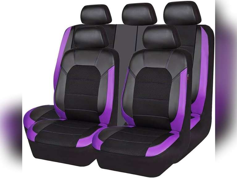 Car Seat Cover for Mitsubishi Outlander IV 2021 2022 2023 2024 2025, Leather Waterproof Breathable Seat Covers Full Set Seat Protector Car Seat Accessories,Purple 45