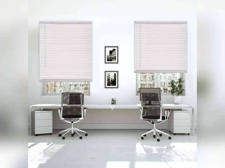 DEZ FURNISHINGS Cordless 1" Mini Blind, Room Darkening, 29" W x 48" H, Pearl White 16
