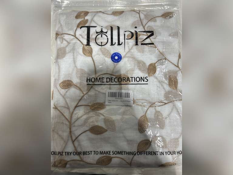 Tollpiz Leaves Short Sheer Curtains Taupe Leaf Embroidery Bedroom Curtain Rod Pocket Voile Faux Linen Embroidered Leaves Curtains for Living Room, 54 x 45 inches Long, Set of 2 Panels 20