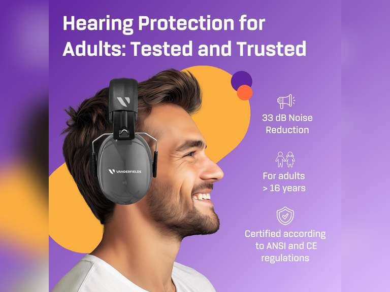Vanderfields Hearing Protection Ear Muffs for Noise Reduction, 33dB Certified, Noise Cancelling Safety Ear Protection for Shooting, Adult Headphones for Lawn Mowing, DIY, Construction, Woodworking 19