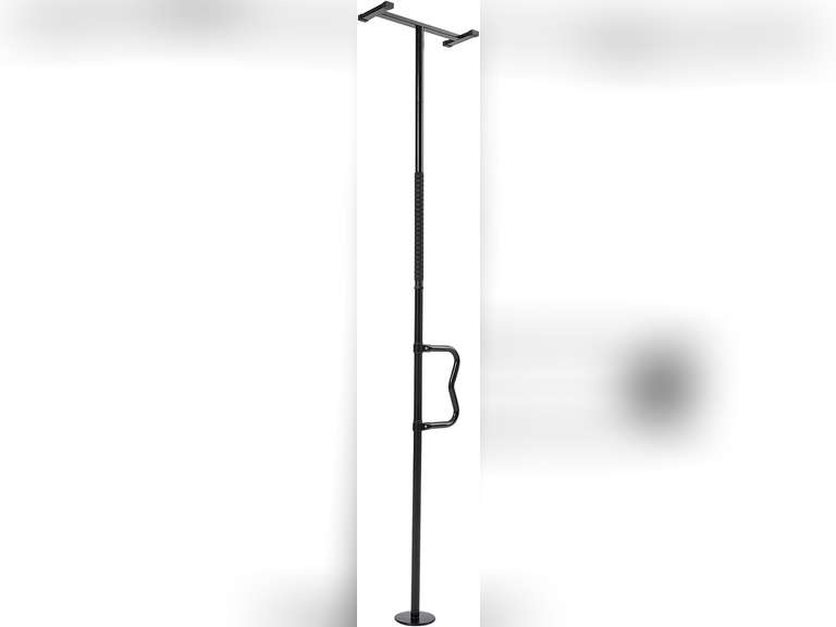 VEVOR Floor-to-Ceiling Transfer Pole, Tension Mounted Bathroom Grab Bar with Anti-Slip Curve Handle, 300 Lbs Capacity Security Pole for Elderly, Ideal Senior Safety Pole for 7-10 Ft Ceilings, Black 126