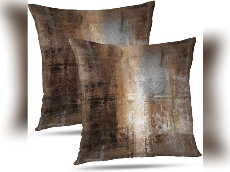 ONELZ Brown Throw Pillows and Grey Throw Pillows Decorative Pillow Covers for Couch Two Sides Printed, Fashion Style Zippered Cushion 17 X 17 Pillow Cover Set of 2,Brown and Grey 13