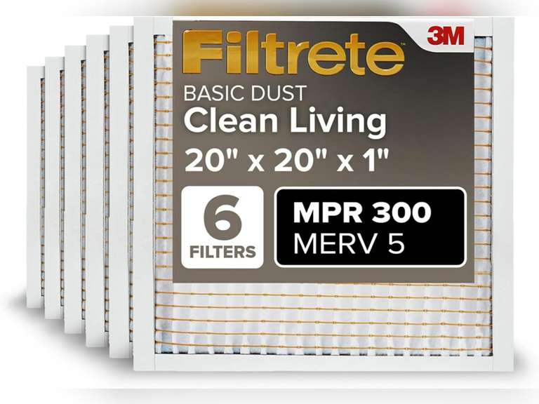 Filtrete 20x20x1 AC Furnace Air Filter, MERV 5, MPR 300, Capture Unwanted Particles, 3-Month Pleated 1-Inch Electrostatic Air Cleaning Filter, 5-Pack (Actual Size 19.69x19.69x0.81 in) 34