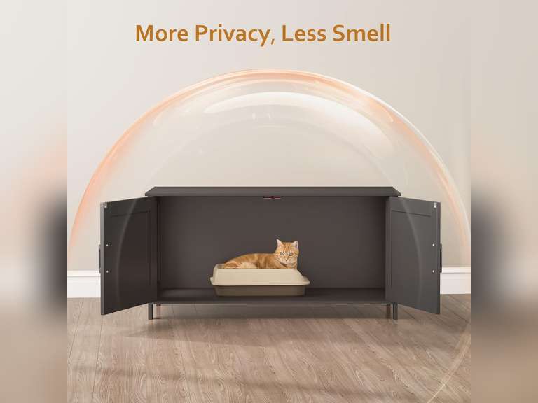 Homhedy 39.4" L Cat Litter Box Enclosure, Pet House with Barn Door, Wooden Cat Washroom Furniture,Fit Most of Litter Box, Black 90