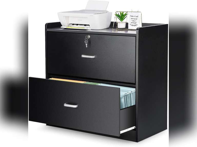 YORKING Wood Lateral File Cabinet with Lock, Storage Filing Cabinet with Full Extension Lockable Drawer Fits A4/Letter/Legal Size File Cabinets for Home Office Organizer, 2 Drawers 81