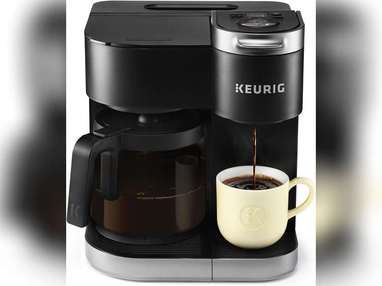 Keurig K-Duo Single Serve K-Cup Pod & Carafe Coffee Maker, with Multiple Brew Sizes, 60oz Removable Reservoir, Programmable Auto Brew Carafe, (Gen 1), Black 140