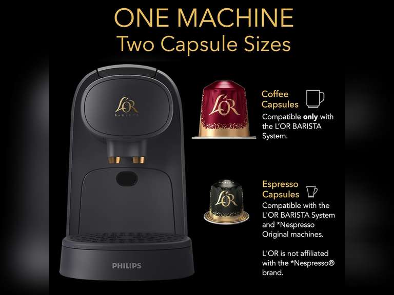 L'OR Barista System Coffee and Espresso Machine Combo by Philips, Matte Black 89