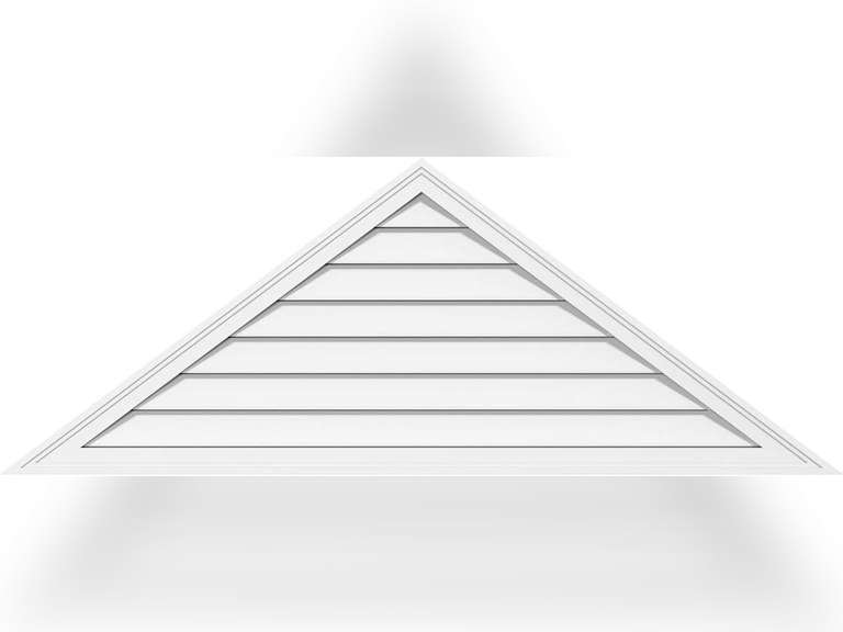 48"W x 16"H Triangle Surface Mount PVC Gable Vent 8/12 Pitch: Functional, w/ 2"W x 1-1/2"P Brickmould Frame 223