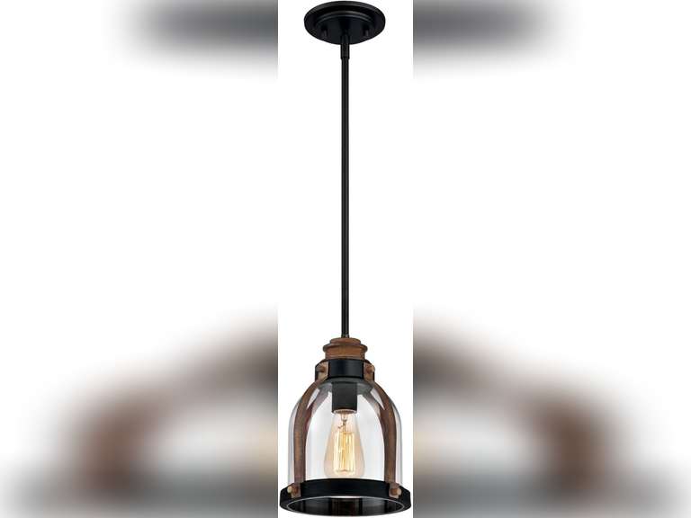 Westinghouse 6356300 One-Light Indoor Mini Pendant, Oil Rubbed Bronze Finish with Barnwood Accents and Clear Seeded Glass 96