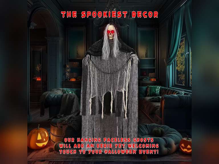 Halloween Hanging Grim Reapers, 47 inch and 2 x 35 inch, Skeleton Flying Ghosts, Haunted House Prop Decor, Indoor/Outdoor 21
