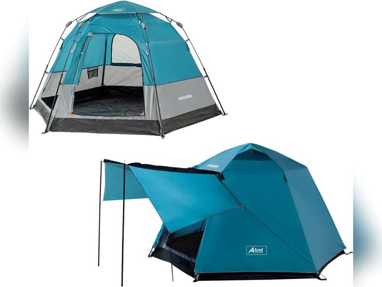 Pop Up Tents for Camping, Waterproof 4 Person Instant Tents Camping with Removable Rainfly, 2 Door 4 Mesh Windows Easy Setup Camping Tent, Included Moisture-Proof Mat 100