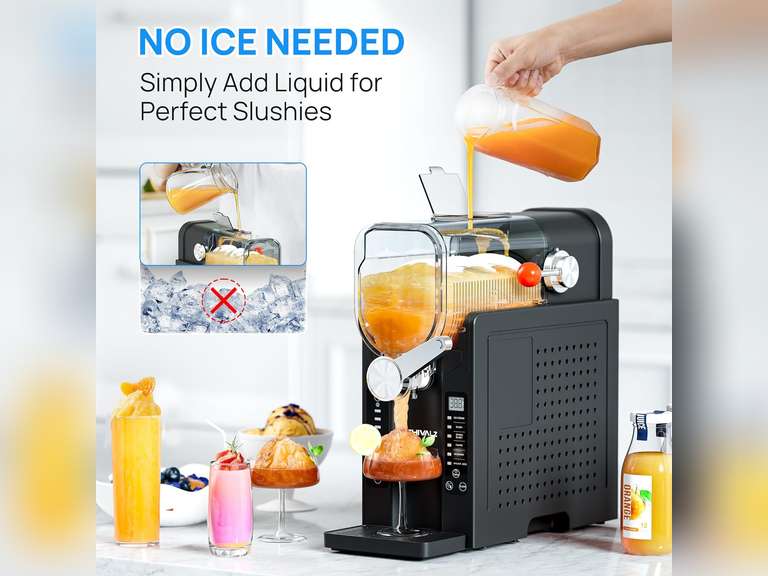(See photos)Slushie Machine No Ice Needed, Slushy Machine for Home, 88 oz CHIVALZ Frozen Drink Maker with 6 Preset Programs for Margaritas, Frapp s, Milk Shake and More, LED Display, Self-Cleaning, AD03, Black 250