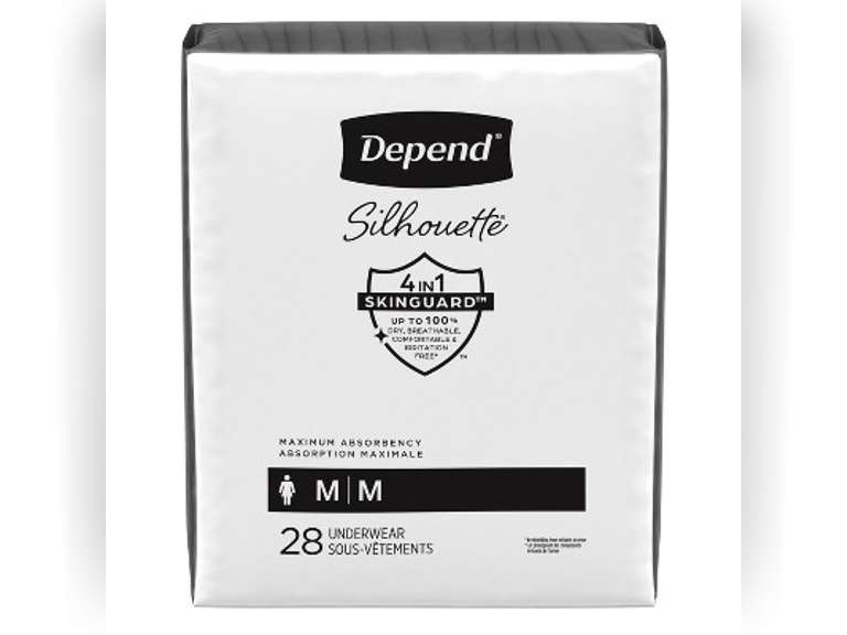 Depend Silhouette Incontinence & Postpartum Underwear for Women - Maximum Absorbency - M - Black - 56ct 53