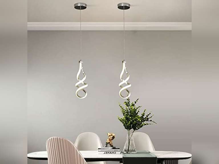 3 Pcs LED Pendant Lighting Fixture, Modern Kitchen Ceiling Pendant Lamp Fixtures Hanging Ceiling Light, Wave Spiral Pendant Light with Adjustable Light Source for Kitchen Island Bedroom 74