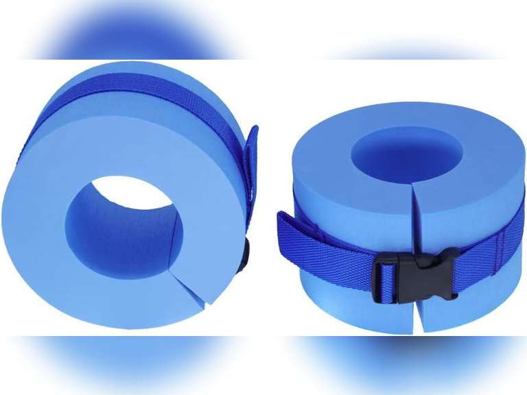 HISTAR Set of 2 Foam Swim Aquatic Cuffs,Water Aerobics Equipment Float Ring Fitness Exercise Set, Ankles Arms Belts with Quick Release Buckle for Swim Fitness Training Set (Blue) 18