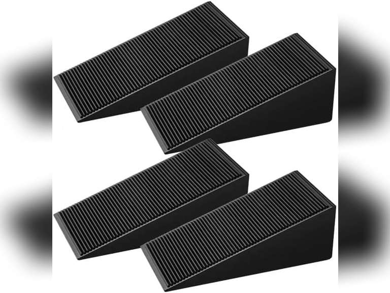 4 Pack Heavy Duty Black Rubber Door Stops - Compact Solid Door Wedge Door Stopper, 1.3 Inches High, Stackable & Non-Slip, This Door Stop Wedge is Suitable for Most Door Gaps. 15