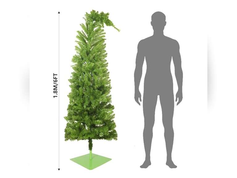 BLACICO Green Santa's Hat Christmas Tree, Easy Assembly with Metal Stand and Hinged Branches for Home Party Decoration, 6ft Whimsical Christmas Tree - Christmas Decorations 49