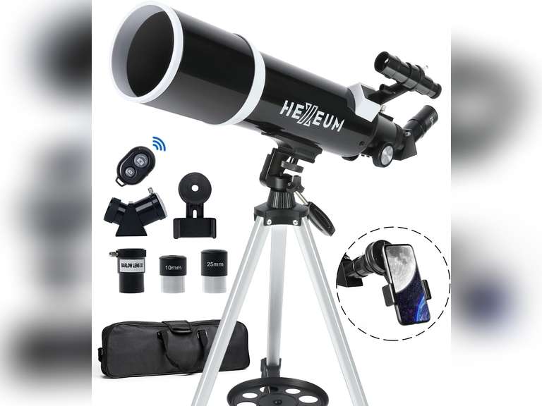 Telescope for Adults & Beginner Astronomers - 80mm Aperture 600mm Fully Multi-Coated High Transmission Coatings with AZ Mount Tripod Phone Adapter, Carrying Bag, Wireless Control. 90