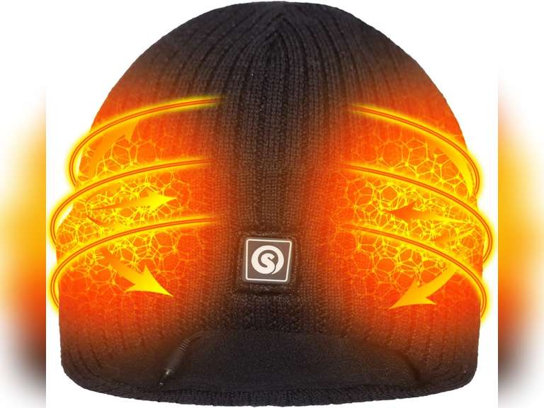 Sun Will Battery Heated Beanie Hat,Electric Rechargeable Warm Winter Heated Fleece Cap 60