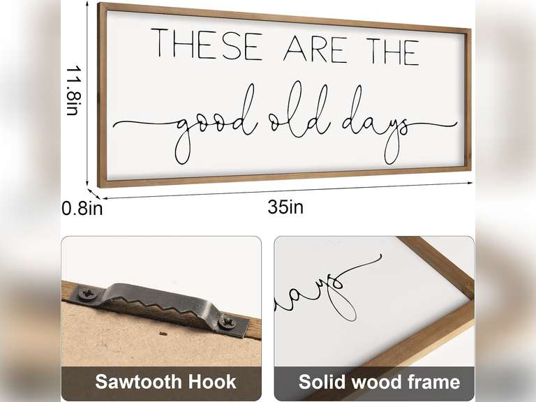 35 11.8 Inches These Are The Good Old Days Sign, Wooden Family Motivational Quote Wall Art, Living Room Bedroom, Rustic Farmhouse Home Decor 40